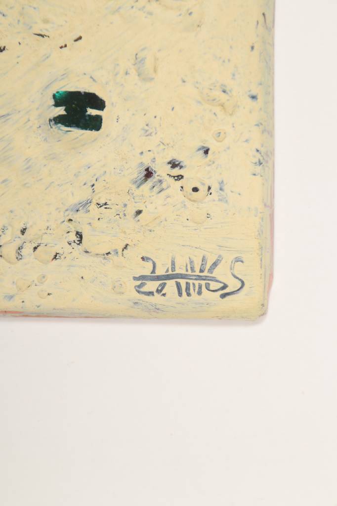 Detail a: Herbert Zangs, 1924-2003, Keramik verweißt mit X-Gleichung auf bunten Glaskugeln, Skulptur, rechts unten signiert, ca. 39x25.5 cm, unter Glas gerahmt