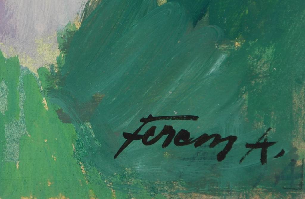Detail a: Albert Ferenz, 1907-1994, Gouache auf festem Papier, bei Ischia, rechts unten signiert, rückseitig weitere Arbeit, ca. 48x60 cm