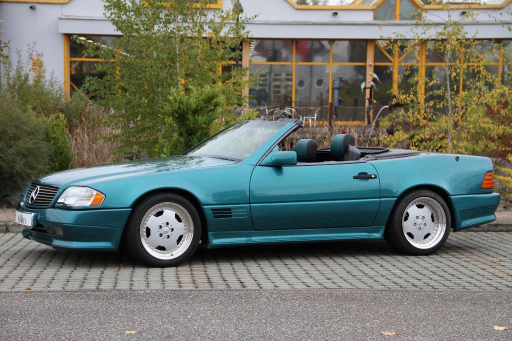 Mercedes-Benz SL 60 R 129, EZ 06.1995, Laufleistung ca. 199.371 km, 280 kW/ 381 PS, 8-Zylinder, Automatikgetriebe, Douglasgrün metallic, Vollleder ...