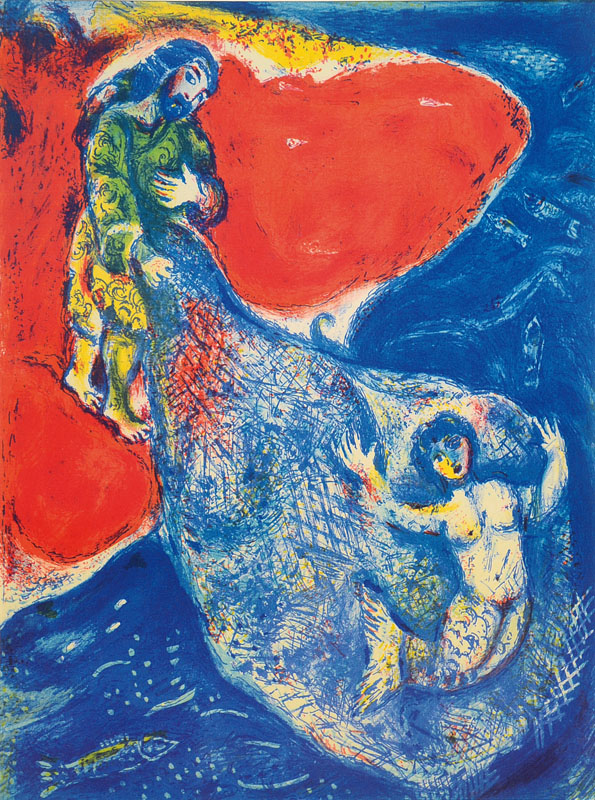 Marc Chagall, 1887-1985, Konvolut aus vier Farblithographien aus: Arabische Nächte, Prestel München 1987, Blattgr. je ca. 32x24 cm, PP, Gesamt ca. ...