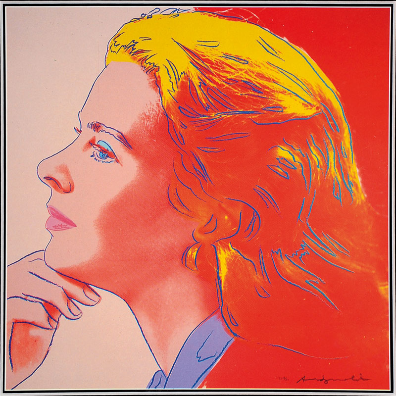 Andy Warhol, 1928-1987, Portrait of Ingrid Bergman, Konvolut aus vier Farboffsets nach dem Orignal Siebdruck, Portfolio zur Ausstellung einer ...