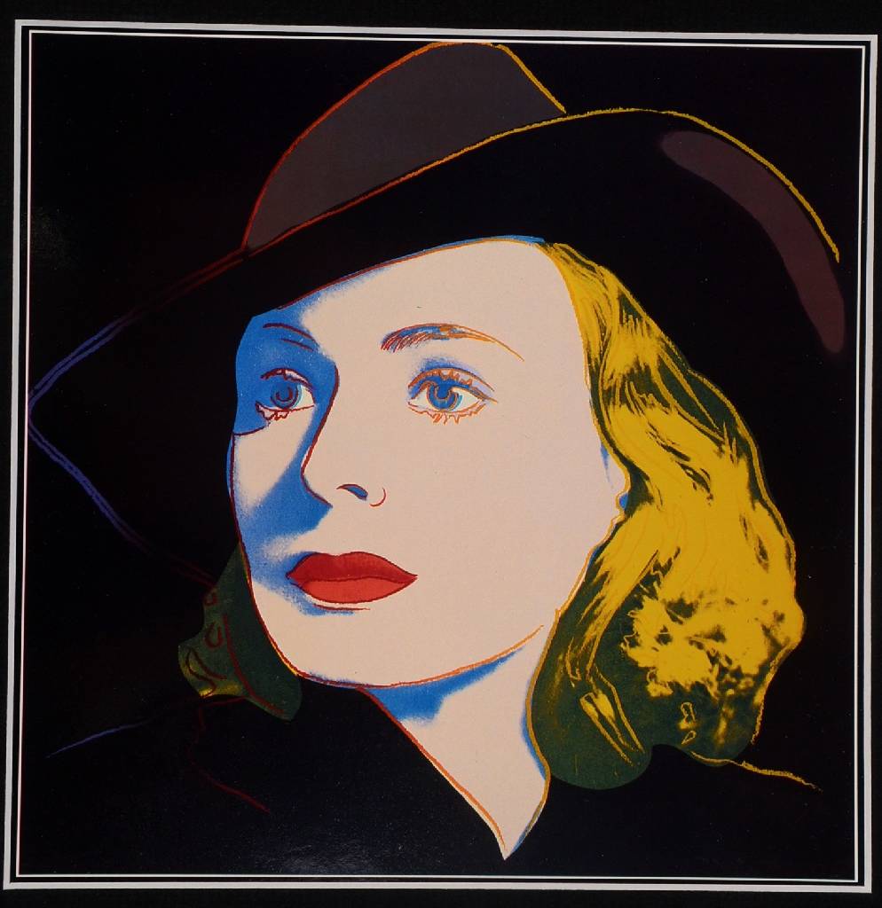 Detail c: Andy Warhol, 1928-1987, Portrait of Ingrid Bergman, Konvolut aus vier Farboffsets nach dem Orignal Siebdruck, Portfolio zur Ausstellung einer ...