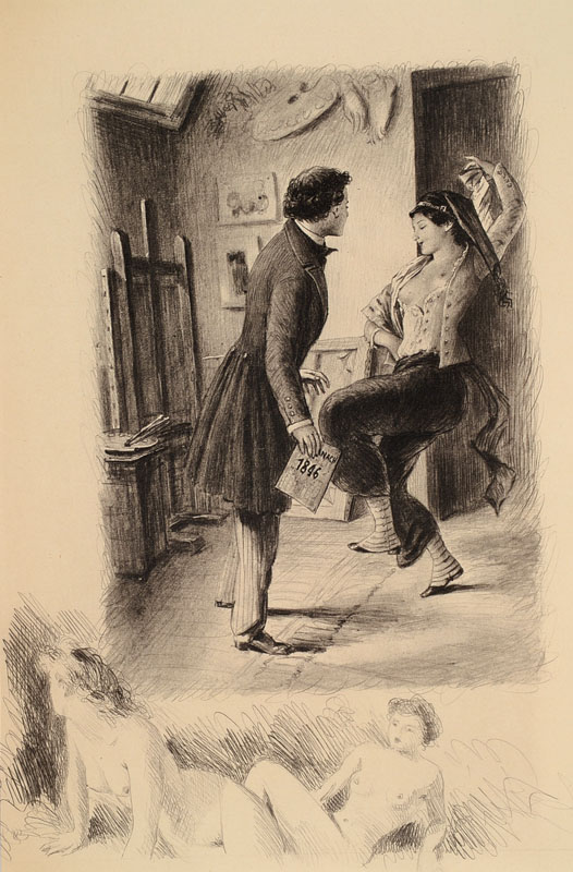 Paul Emile Bécat, 1885-1960, Konvolut aus drei Radierungen auf Bütten, aus: H. Burger - Scènes de la vie de Bohème, Aktdarstellungen, Blattgr. je ...