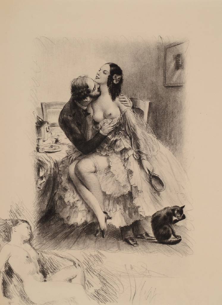 Detail a: Paul Emile Bécat, 1885-1960, Konvolut aus drei Radierungen auf Bütten, aus: H. Burger - Scènes de la vie de Bohème, Aktdarstellungen, Blattgr. je ...
