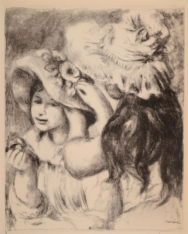 Auguste Renoir, 1841-1919, Konvolut aus zwei Lithographien, aus: Claude Roger-Marx, "Le chapeau épinglé" und "Maternité", A. ...