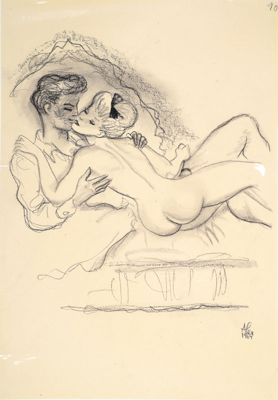Alexander Székely, 1901-1940, "La Dolce Vita", Original-Kreidezeichnung aus: 15 Kreidezeichnungen, rechts unten signiert und datiert 1964, ...