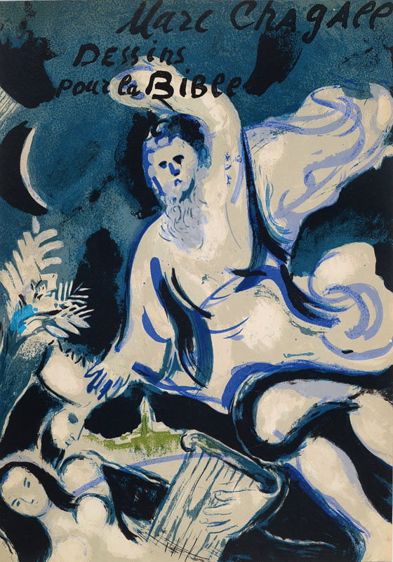 Marc Chagall, 1887-1985, "David und Bathseba", Original Farblithographie, Umschlagseite, Verve 37/38, Mourlot 230 Paris 1960, Blattgr. ca. ...