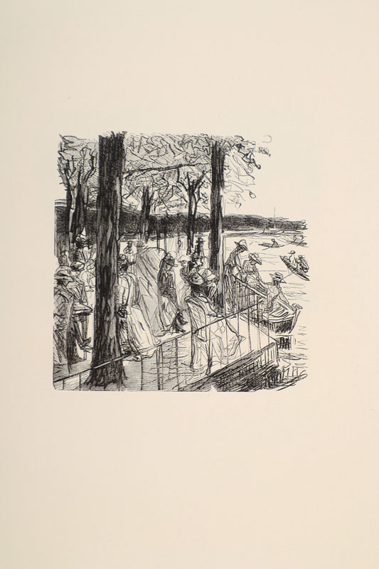 Max Liebermann, 1847-1935, Konvolut aus zwei Holzschnitten auf Bütten, "Restaurant am Wasser", "Kinder am Strnad spielend", aus: ...