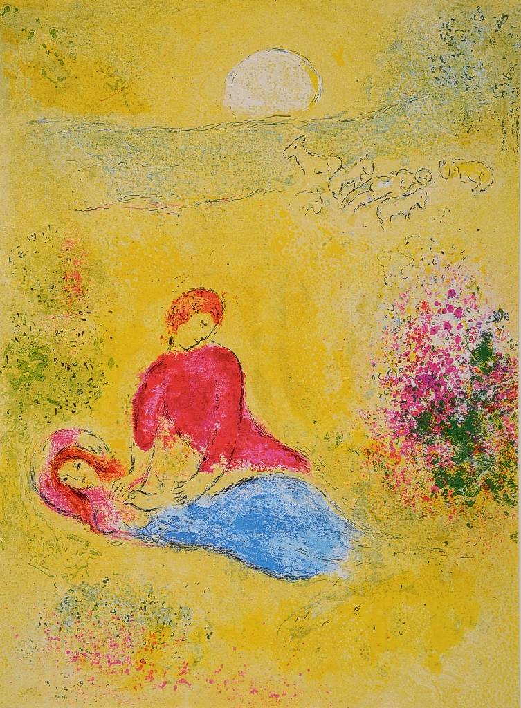Detail b: Marc Chagall, 1887-1985, Konvolut aus vier Farblithographien aus: Daphnis und Chloe, "Daphnis und Lykainon" (2x), "Flucht der ...