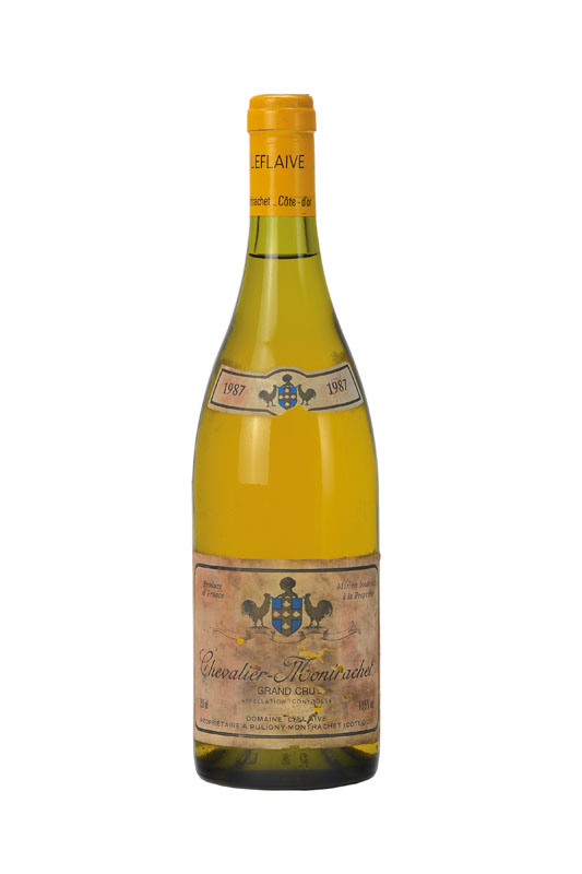 1 Flasche 1987 Chêvalier Montrachet, Grand Cru, 75 cl, Etikett besch., into neck, unverkostet