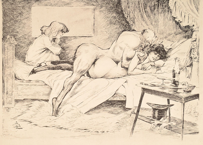 Visions Erotiques, Henry Lemort, Mappe mit 20 Offsets von erotischen Illustrationen, mit Einleitung von Sig. von Eggh, Privatdruck Wien1908, Stück ...
