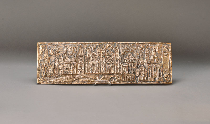 Georg Günther Zeuner, 1923 Dresden-2011 Speyer, Bronzerelief Stadtsilhouette Speyer mit dem Kaiserdom, ca. 15.5x50cm