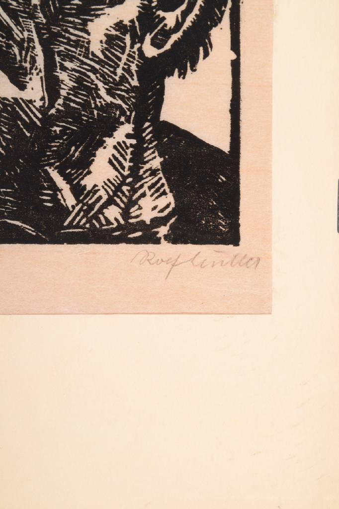 Detail a: Rolf Müller-Landau, 1903-1956, alter Bauer, Holzschnitt, signiert und betitelt, Motiv ca. 16x14 cm, Blattgr. ca. 28x22 cm