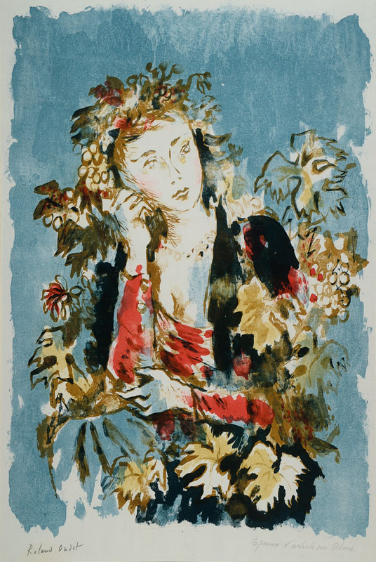 Roland Oudot, bekannter französischer Grafiker, Weinkönigin, Farblithographie, handsigniert und nummeriert Epreuve d´Artiste, ca. 51x34 cm, PP, ...