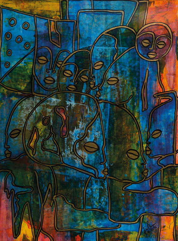Jörg Mohme, geb. 1958 Ettlingen, Afrikanische Impressionen, Mischtechnik gold gehöht, rechts unten signiert und datiert 1996, PP, ca. 40x30 cm, ...