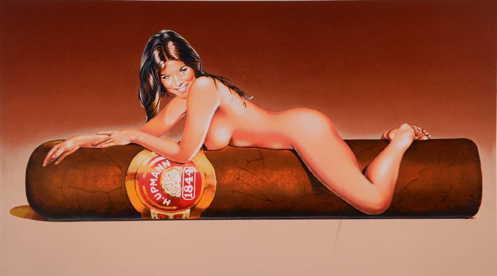 Mel Ramos, geb. 1935, Farblithographie, 1996, handsigniert und nummeriert 4/199, datiert 96, ca. 39x69 cm, Blatt mit Beschädigungen