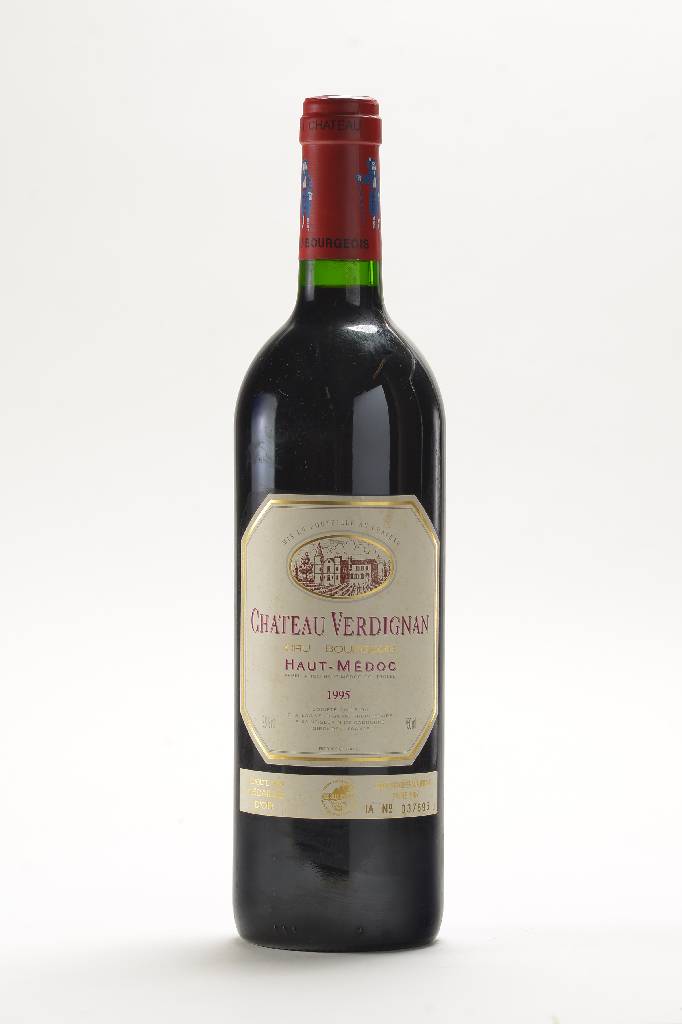 6 Flaschen 1995 Chateau Verdignan, Haut -Medoc, Cru Bourgeois, je ca. 75 cl, 12,8% Vol., je into neck, unverkostet, Etiketten l. gebräunt, Wine ...