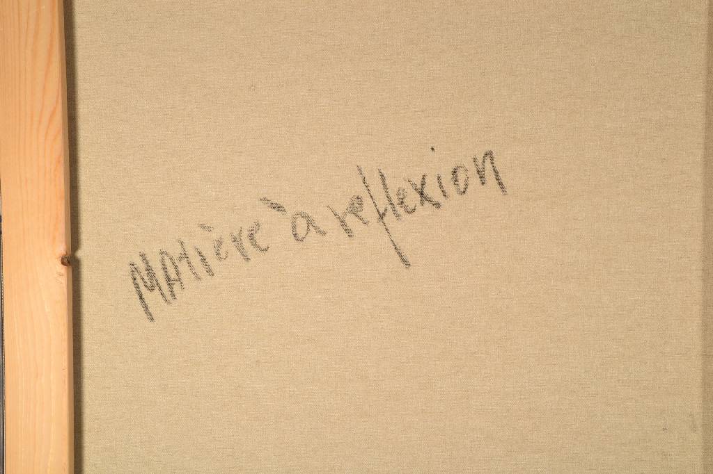 Detail b: Gaston Galé, zeitgenössischer Belgischer Künstler, Abstrakte Komposition in Blautönen, Öl/Lwd, links unten signiert, rückseitig betitelt ...