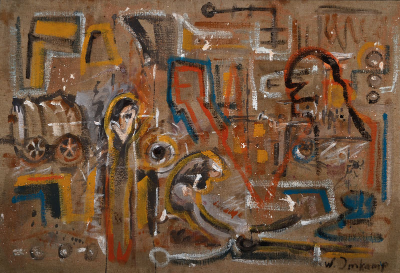 Wilhelm Imkamp, 1906 Münster - 1990 Stuttgart, Bauhaus-Schüler von 1926 bis 1929, 1929/1930 in Paris, hier: Abstrakt-figürliche Komposition, ...