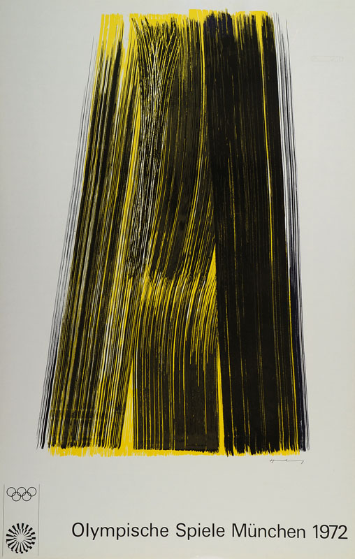 Hans Hartung, 1904-1989, Plakat zu den Olympischen Spielen in München 1972, Edition Olympia 1972, drucksigniert, ca. 99x64 cm, unter Glas gerahmt
