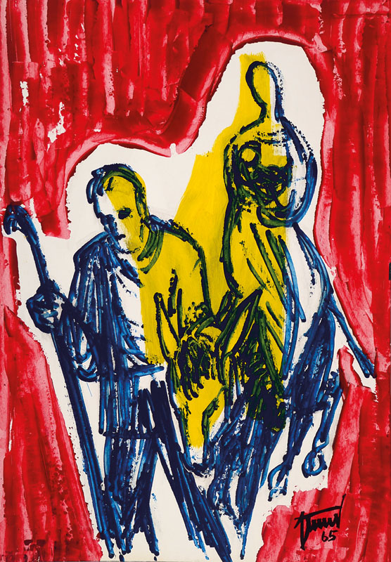 Günther Zeuner, 1923 Dresden - 2011 Speyer, Öl/dünnem Karton, handsigniert und datiert 65, Blattgr. ca. 58x41 cm