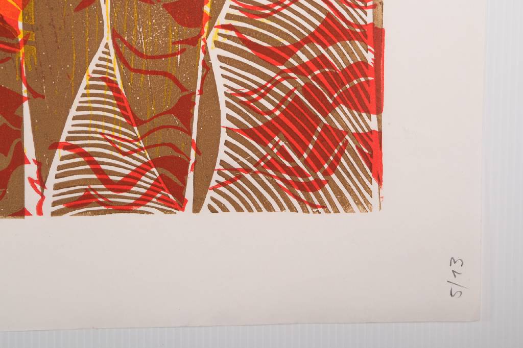 Detail b: Alex Christmann, geb. 1932 Heilbronn, ansässig in Schwaigern, Die Rettung der drei Freunde, Altes Testament, Buch Daniel 3.1-97, Lithographie, ...