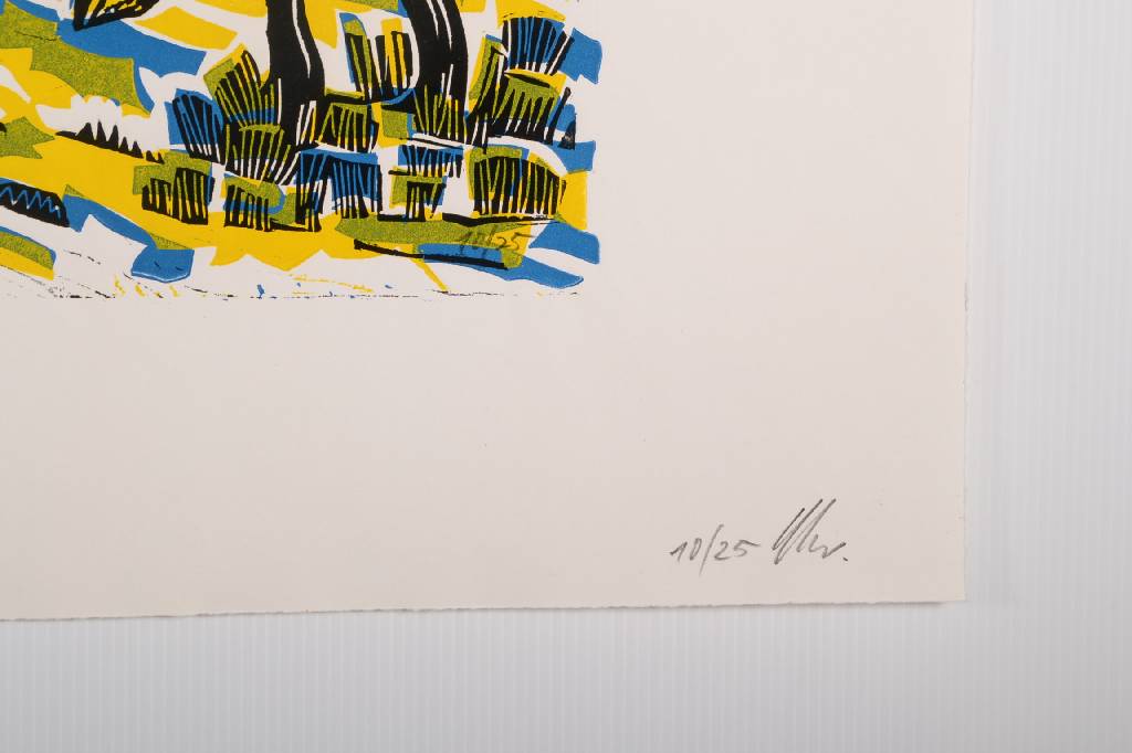 Detail a: Alex Christmann, geb. 1932 Heilbronn, ansässig in Schwaigern, Konvolut aus drei Lithographien, sechs tanzende Akte / hügelige bewegte Landschaft / ...
