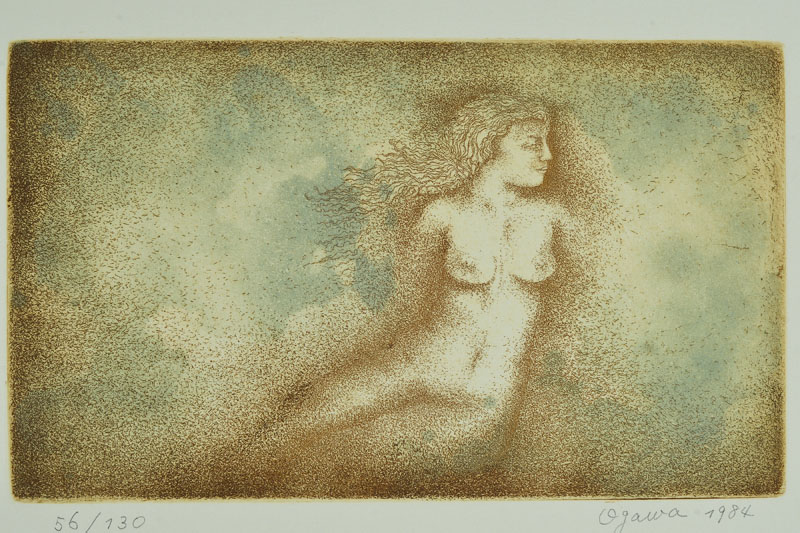 Detail a: Noriko Ogawa, geb. 1940 Miyazaki auf Kyushu/ Japan, zwei Farbradierungen, weibliche Akte, jeweils signiert und nummeriert, Plattengrösse ca. 17.5x22 ...