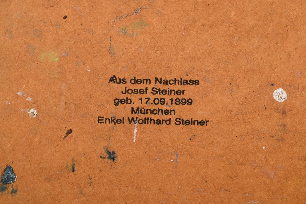 Detail a: Josef Steiner, 1899-1977 München, Abstrakte Landschaft, Öl/Hartfaser, unsigniert, rückseitig Nachlaßstempel, ca. 36x49cm, Rahmen