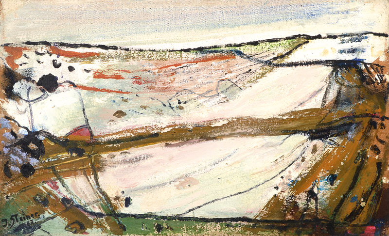 Josef Steiner, 1899-1977 München, Abstrakte Landschaft, Öl/Lwd, links unten signiert und datiert 63, rückseitig Nachlaßstempel, ca. 40x65cm, ...