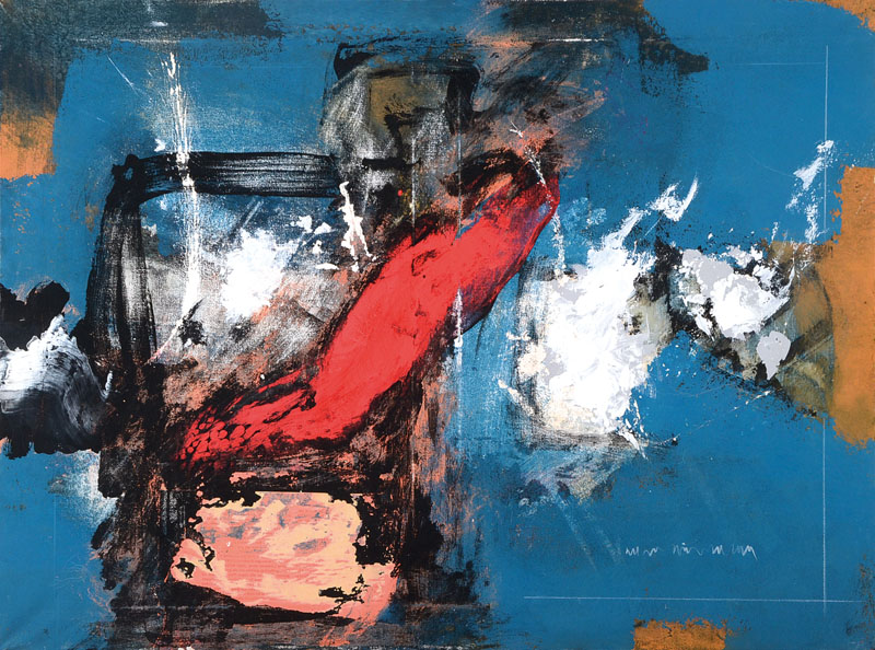 Lorenzo Silvestrini, geb. 1948 Venedig, zahlreiche Ausstellungen im In- und Ausland, hier: Konvolut aus drei Gemälden, Acryl/Lwd, unsigniert, je ca. ...