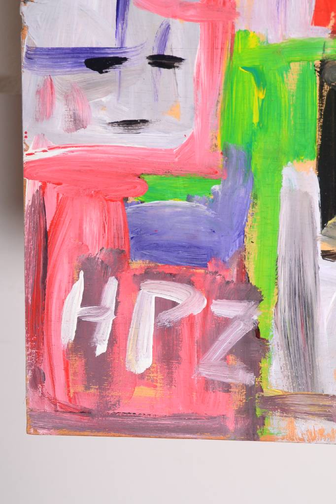 Detail a: Hans Peter Zimmer, 1936-1992, Acryl/Holz, links unten signiert, ca. 63x116,5 cm; Begutachtet von Fr. Dr. Iris Stöckl