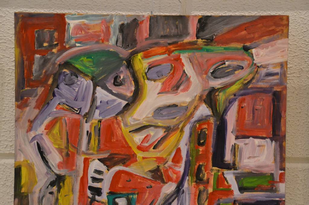Detail b: Hans Peter Zimmer, 1936-1992, Acryl/Holz, links unten signiert, ca. 63x116,5 cm; Begutachtet von Fr. Dr. Iris Stöckl