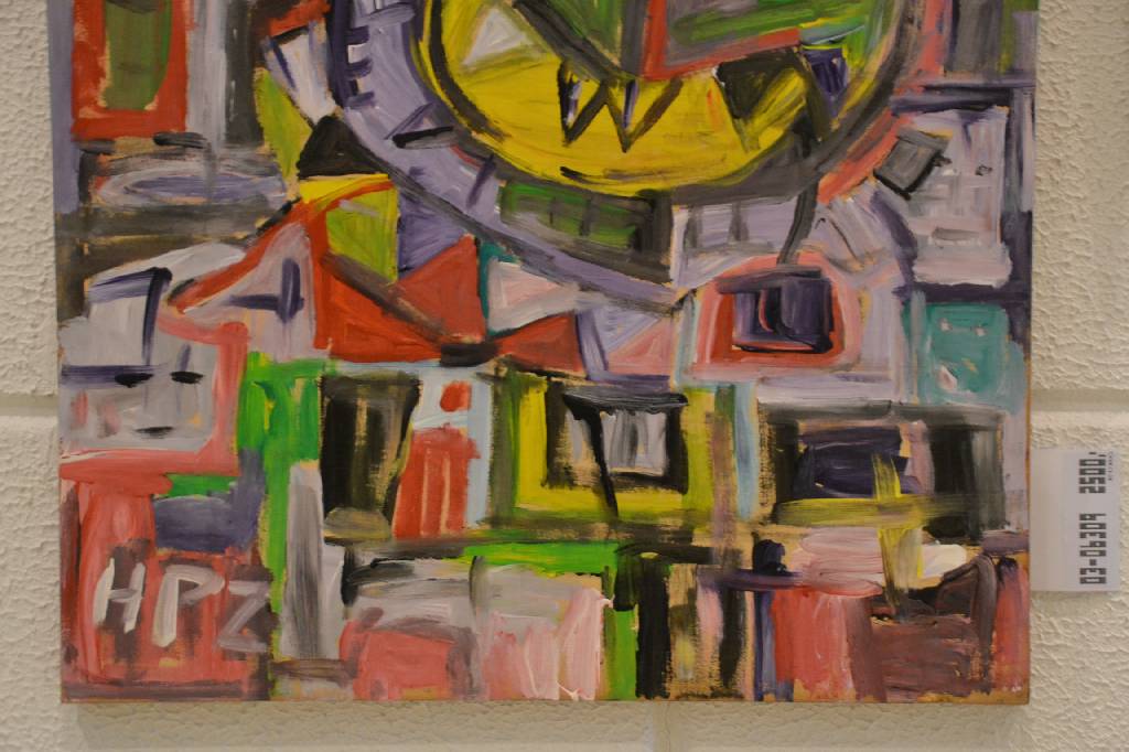 Detail c: Hans Peter Zimmer, 1936-1992, Acryl/Holz, links unten signiert, ca. 63x116,5 cm; Begutachtet von Fr. Dr. Iris Stöckl
