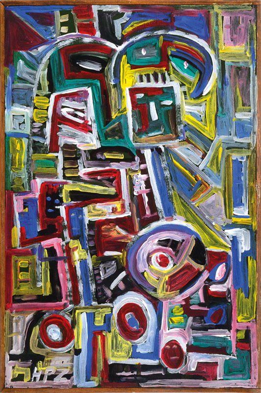 Hans Peter Zimmer, 1936-1992, Acryl/Holz, links unten signiert, ca. 65x83 cm; Begutachtet von Fr. Dr. Iris Stöckl