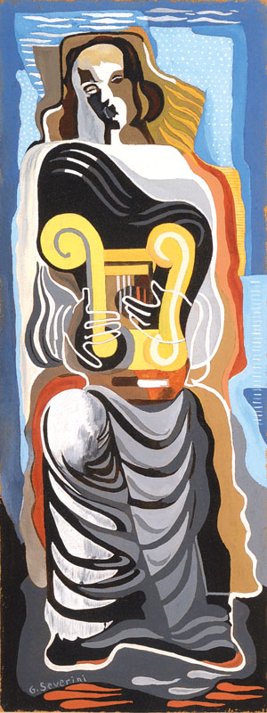 Gino Severini, 1883-1966, Gouache/Karton, links unten signiert, ca. 40,5x15,5 cm, unter Glas gerahmt; Begutachtet von Fr. Dr. Iris Stöckl