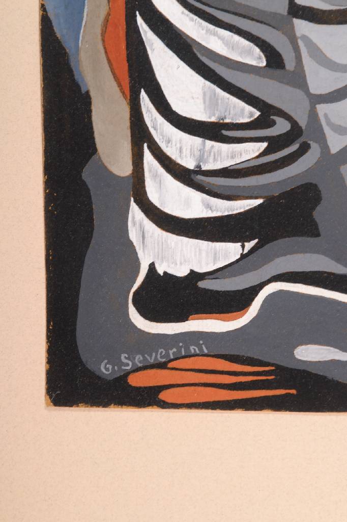 Detail a: Gino Severini, 1883-1966, Gouache/Karton, links unten signiert, ca. 40,5x15,5 cm, unter Glas gerahmt; Begutachtet von Fr. Dr. Iris Stöckl