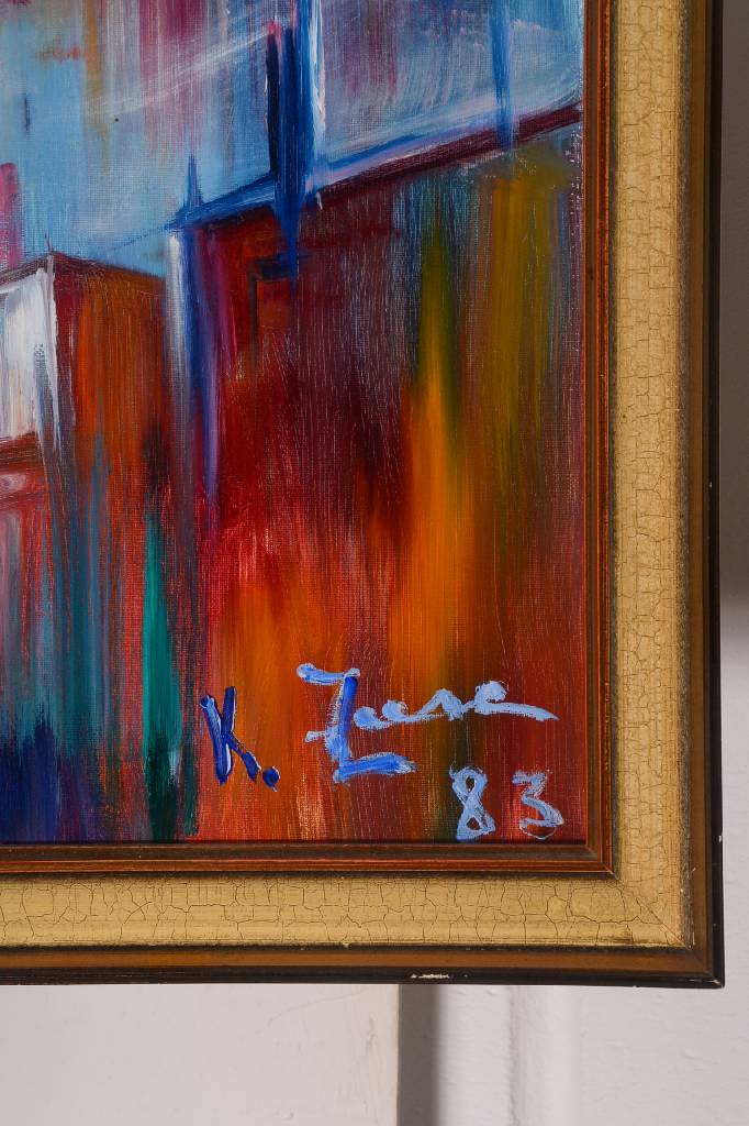 Detail a: Konrad Zuse, 1910-1995, Öl/Lwd, rechts untensigniert, datiert 83, ca. 80x80 cm, Rahmen