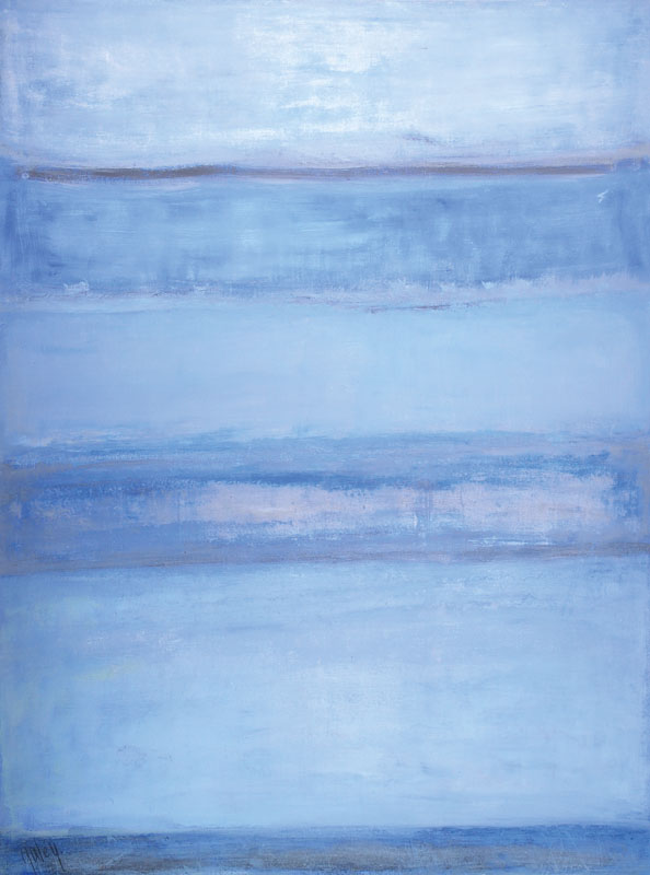 Gaston Galé, zeitgen. Belgischer Künstler, Abstrakte Komposition in Hellblau, Öl/Lwd, links unten signiert, ca. 120x90 cm, Leiste