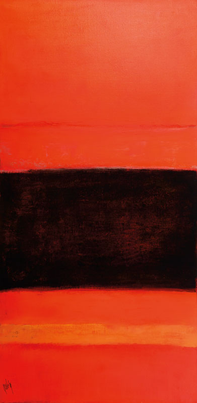 Gaston Galé, zeitgenössischer Belgischer Künstler, Konvolut aus zwei Werken, Pendants in Orange, Öl/Lwd, links unten signiert, je ca. 100x50 cm