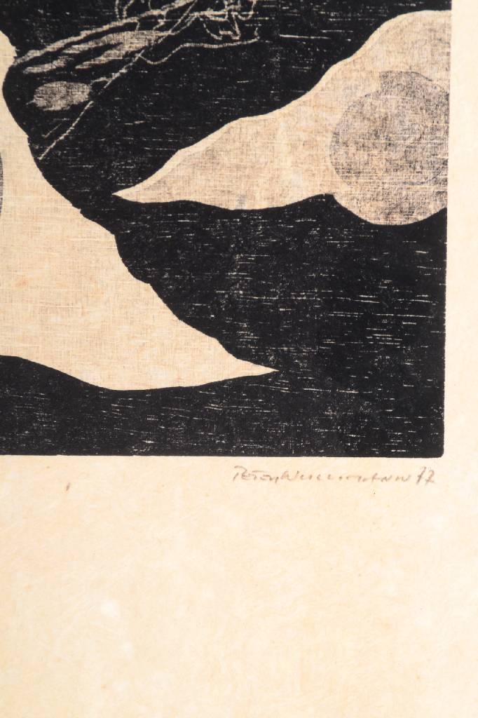 Detail a: Peter Wullimann, Schweizer Maler und Grafiker, Holzschnitt, handsigniert und nummeriert 12/23, datiert 77, betitelt, Motiv ca. 30x30 cm, Blattgr. ca. ...
