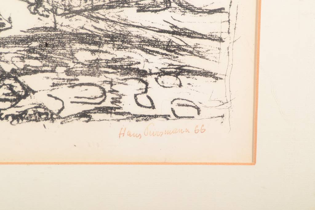 Detail a: Hans Purrmann, 1880-1966, Kapelle und Brunnen in Levanto, Lithographie, rechts unten Stempelsignatur und dat. 66, num. 138/250, ca. 43x50cm, leicht ...