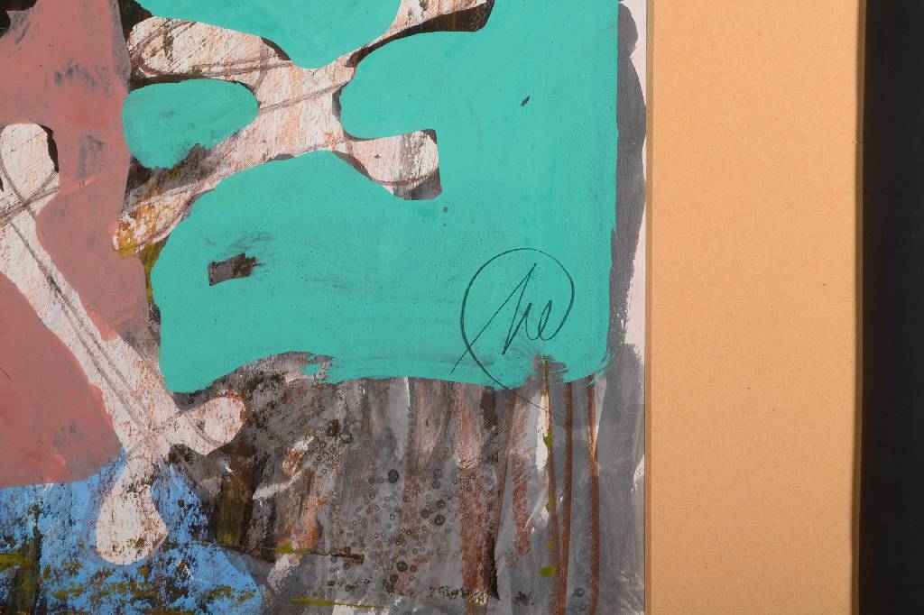 Detail a: Markus Lüpertz, geb. 1941, Mischtechnik/Gouache auf Papier, rechts unten signiert, PP, ca. 50x82 cm, Original Rahmen
