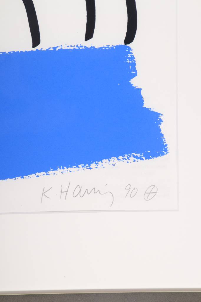 Detail a: Keith Haring, 1958-1990 New York, Farbserigraphie auf Velin, Blatt 1 aus der Folge "The story of red and blue", 90 Exemplare, hier Nr. HC ...