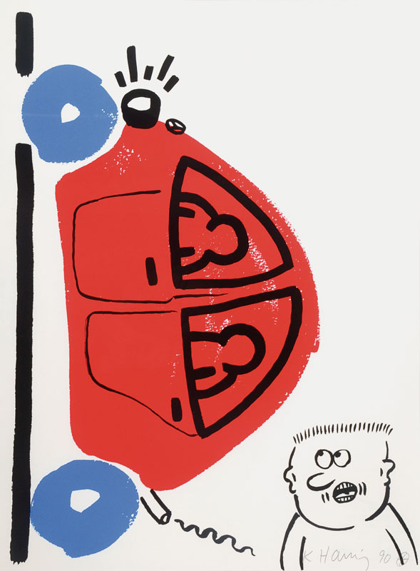 Keith Haring, 1958-1990 New York, Farbserigraphie auf Velin, Blatt 1 aus der Folge "The story of red and blue", 90 Exemplare, hier Nr. HC ...