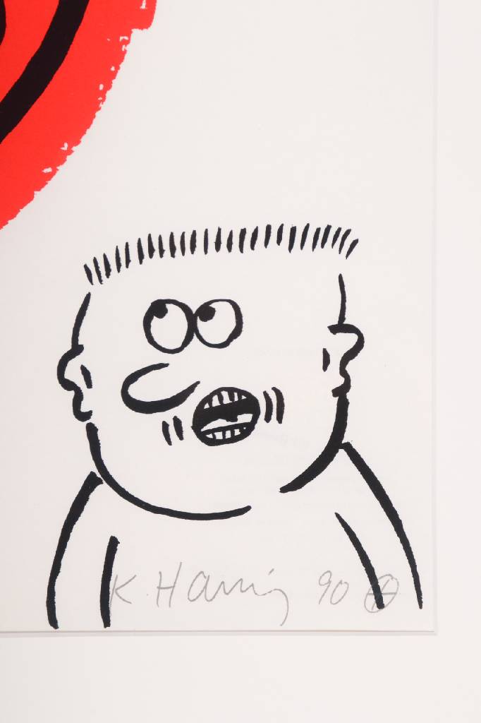Detail a: Keith Haring, 1958-1990 New York, Farbserigraphie auf Velin, Blatt 1 aus der Folge "The story of red and blue", 90 Exemplare, hier Nr. HC ...