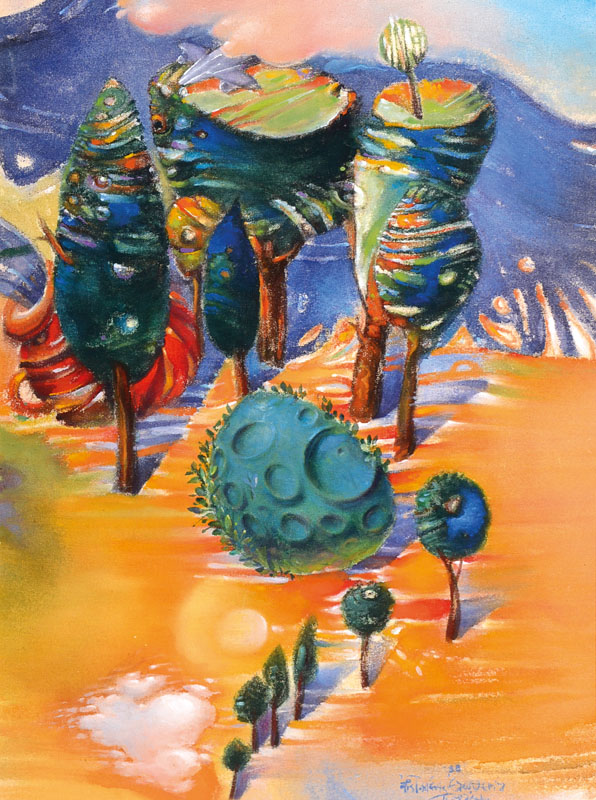 Aristomenis Tsolakis, Griechischer zeitgenössischer Künstler, Öl/Lwd, rechts unten signiert, ca. 40x30 cm, breiter Rahmen
