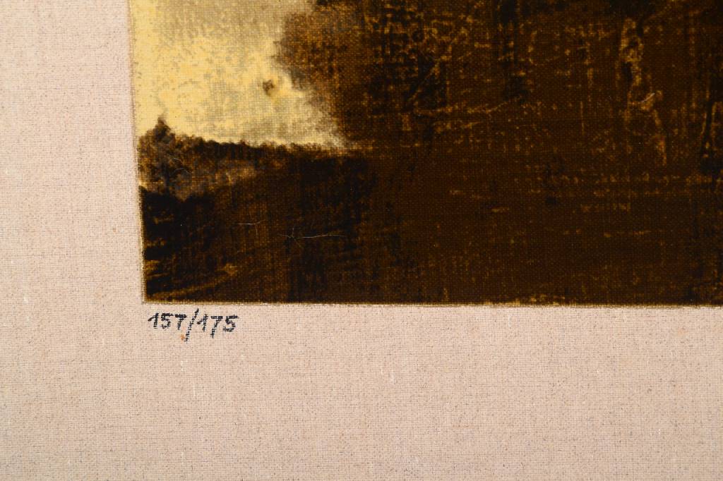 Detail b: Jannis Spyropoulos, 1912-1990, Griechischer Künstler, hier: Farbserigraphie auf Lwd, rechts unten signiert, nummeriert 157/175, Motiv ca. 37,5x77 ...