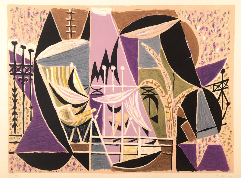 Detail a: Nikos Hadjikyriakos Ghika, 1906-1994, Griechischer Künstler, hier: Konvolut aus zwei Lithographien, je signiert und datiert 54, je nummeriert 5/50, ...