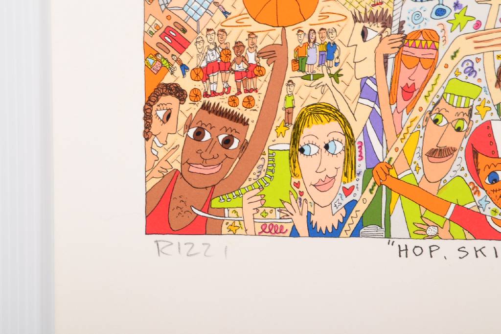 Detail a: James Rizzi, 1950-2011, Hop, Skip, Jump...Stop, Look, and Laugh, Lithographie, signiert und nummeriert 468/600, Motiv ca. 34x39,5 cm, Blattgr. ca. ...
